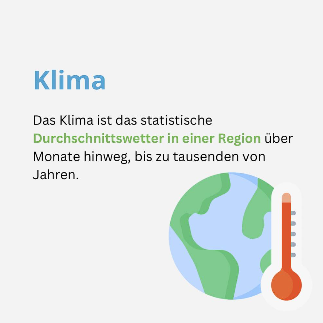 Klima-Beitragsbild. Als Klima definiert ist das statistische Durchschnittswetter in einer Region über Monate hinweg, bis zu tausenden von Jahren.